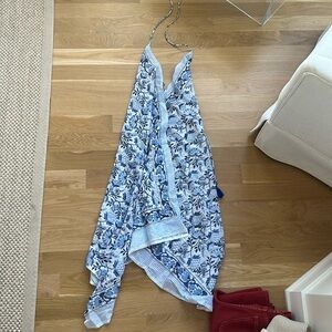 Victoria Dunn Blue and White Women's Swim Cover-Up